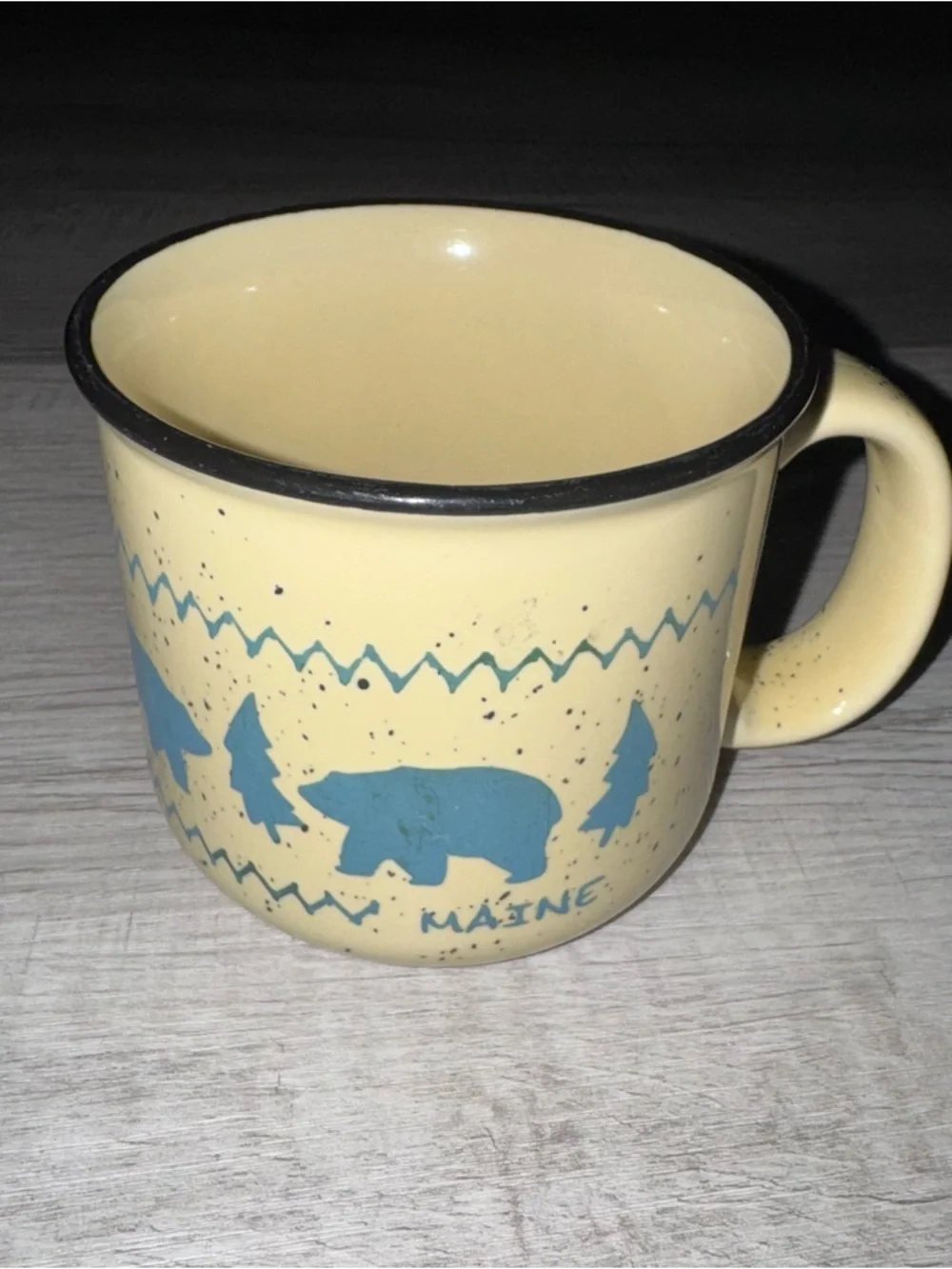 State of Maine Souvenir Mug - Wildlife Bears in Forest Blue Graphics